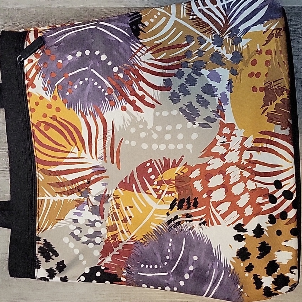 Vera Bradley | Lighten Up Painted Feathers Black & Yellow Tote Bag
